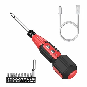 Електрична викрутка Brifit 10-Piece Акумуляторна з LED підсвічуванням Phillips Flat Torx Чорний/Червоний - Фото 1