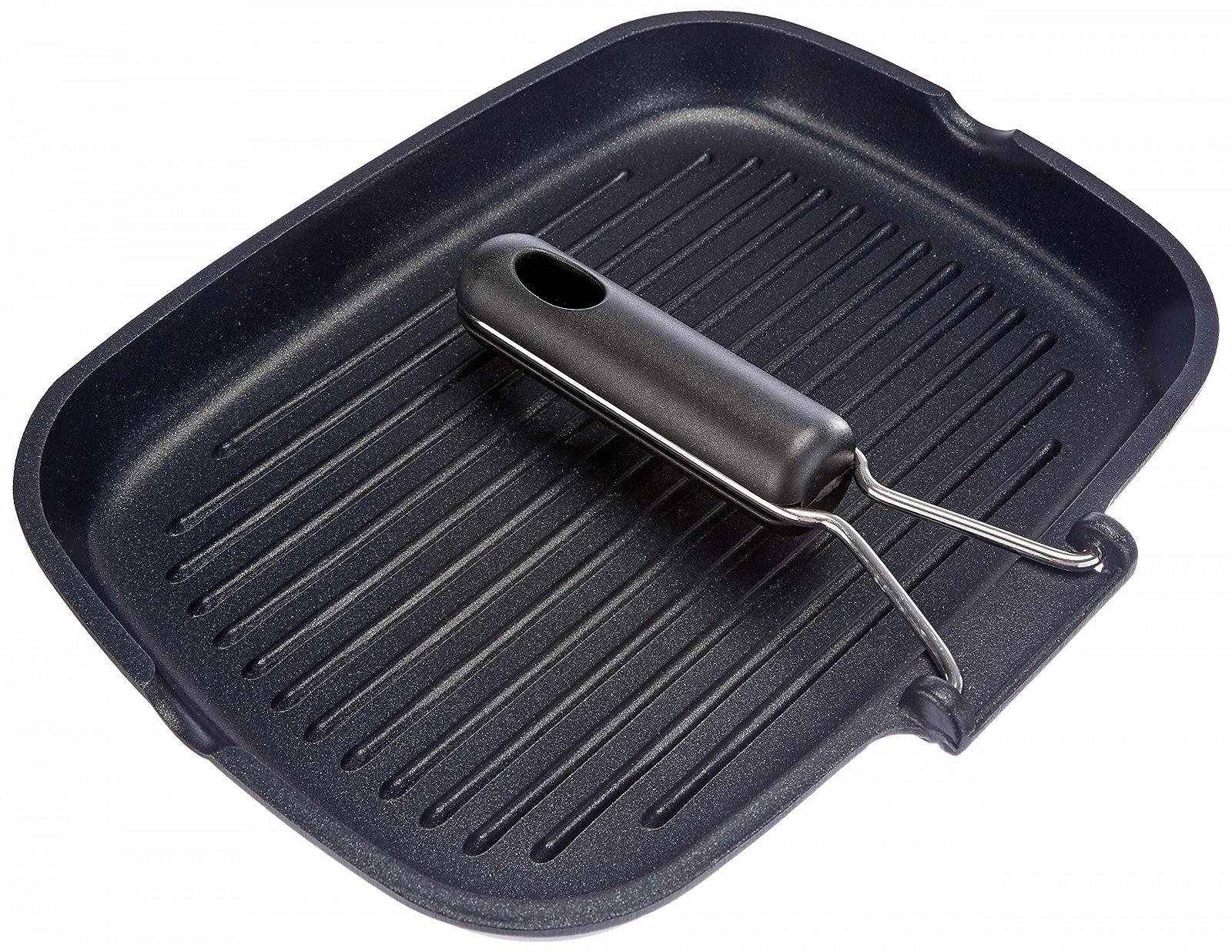 Сковорода-гриль Lagostina Easy Grill Прямокутна, литий алюміній, 24 x 32 см, покриття Meteorite-Resistium, складна ручка з бакеліту, зливний носик, фото №2