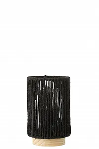 Настільна лампа LED циліндрична метал/бавовна маленька Чорна - Фото 1