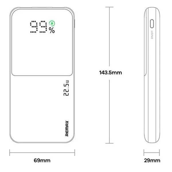 Повербанк 20000 мАг 22,5W Remax RPP-623, зі швидкою зарядкою PD+QC чорний, фото №8