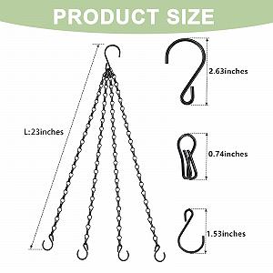 Ланцюги для підвісних кошиків Металеві 3-точкові 58 см 4 шт. Чорні synthetic.ua - Фото 1