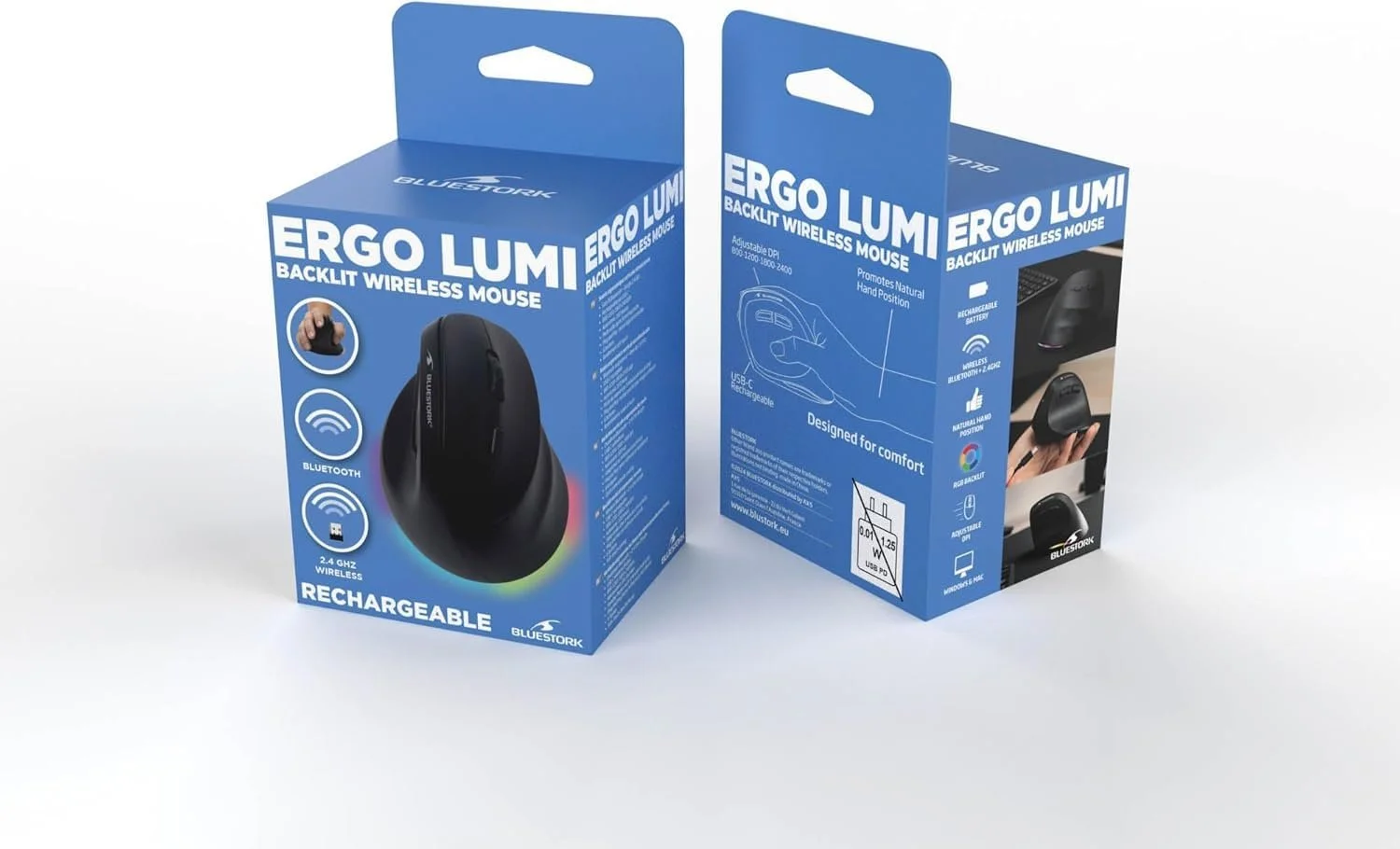 Мышь Bluestork Беспроводная вертикальная эргономичная 800-2400dpi 6 кнопок RGB Для левшей, фото №7 Мышь Bluestork Беспроводная вертикальная эргономичная 800-2400dpi 6 кнопок RGB Для левшей, фото №7