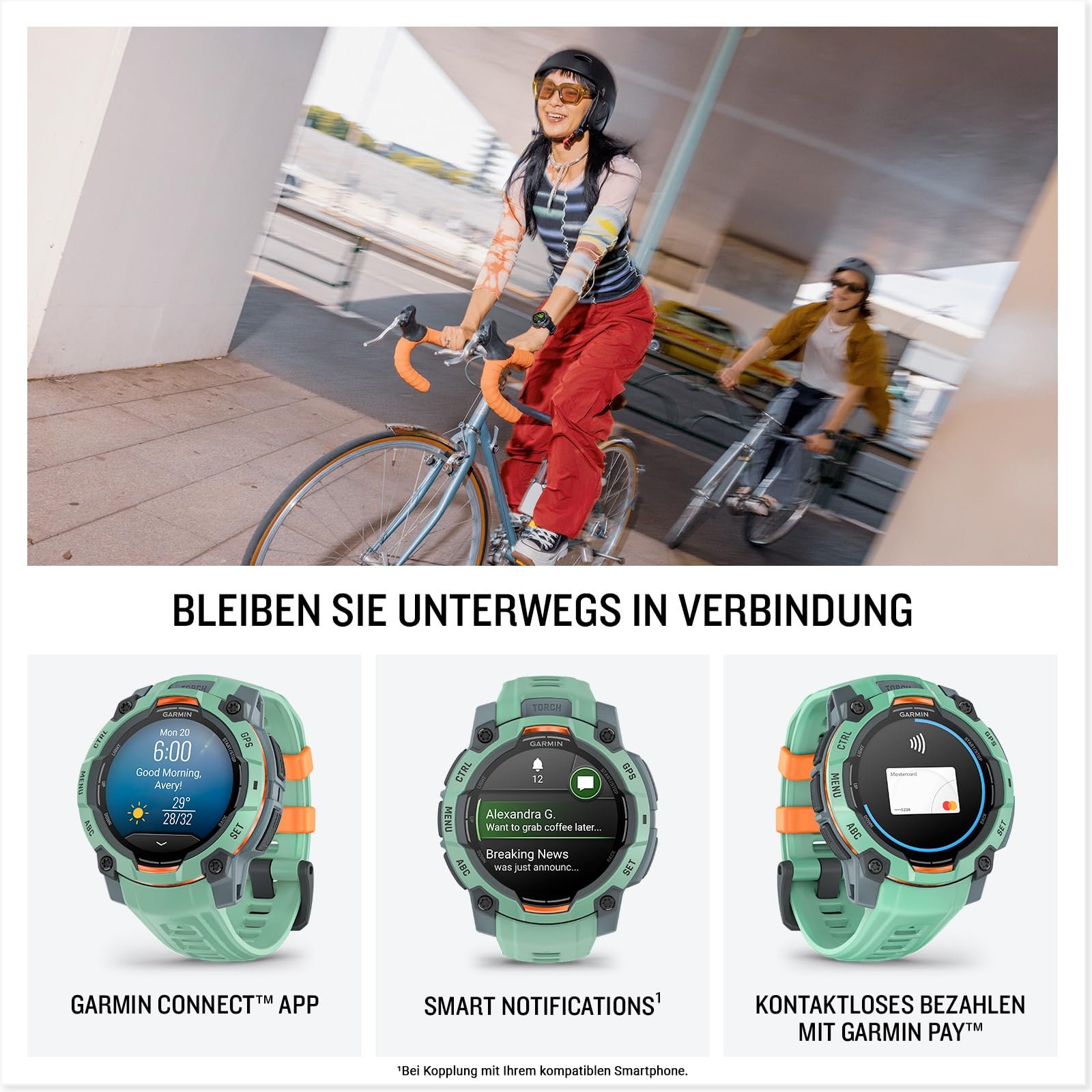 Смарт-часы Мультиспортивные Garmin Instinct 3 45 мм AMOLED GPS, дисплей 1.2 дюйма AMOLED, до 18 дней работы от батареи, 80+ спортивных приложений, тренер по здоровью, мультиспутниковый прием, светодиодный фонарик, уведомления, фото №6