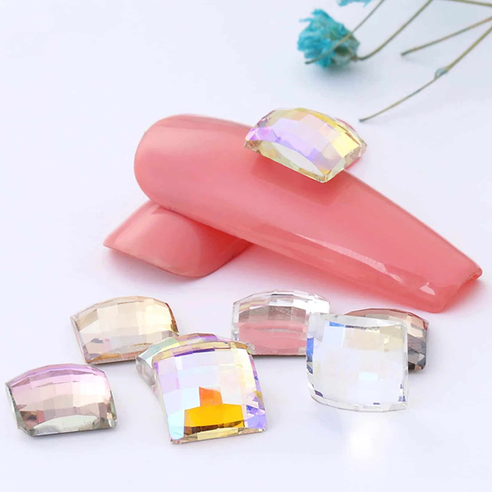 Стрази для нігтів Квадратні Різні кольори 72 шт,, фото №6