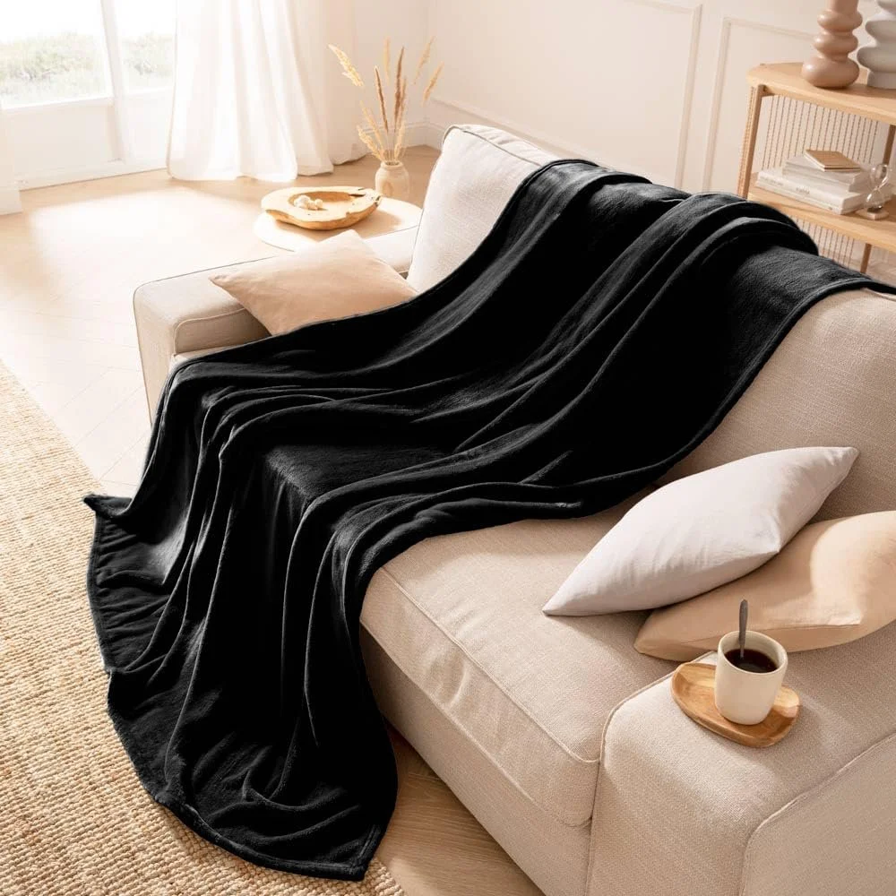 Покривало ESTELLA Polar Fleece М'яка Чорний Пухнастий Мікрофібра Фланель 150 x 200 см, фото №4