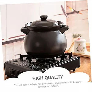 Горшок Toyvian керамический жаростойкий с крышкой черный synthetic.ua - Фото 1