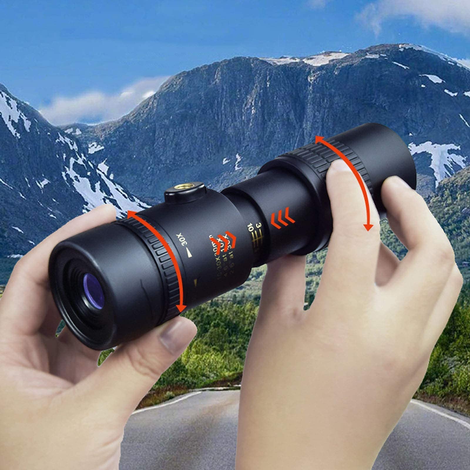 Монокуляр Super Telephoto Zoom HD Monocular 10-300x40 мм, з адаптером для смартфона, штативом, монокулярний телескоп для підняття в гори, спостереження за птахами, футбол, фото №4