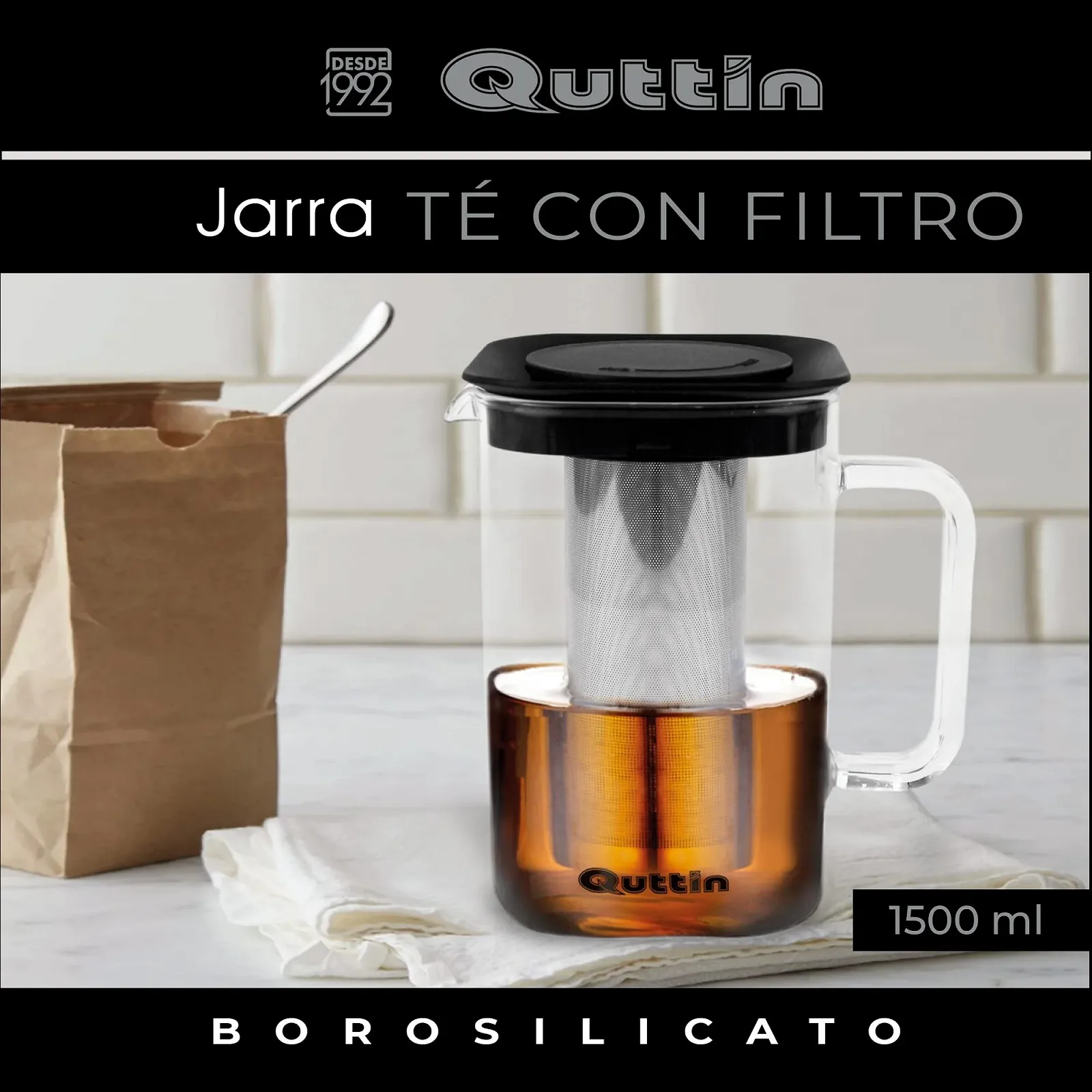 Кофеварка Quttin Boross 1500 мл Черный, фото №7