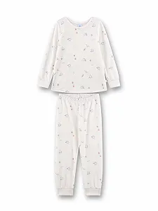 Пижама Sanetta для девочек из ники, цвет молочный, птички - Фото 1