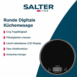 Кухонні ваги Salter Round SA00595BCFEU12 Цифрові 5 kg LCD Тара synthetic.ua - Фото 1