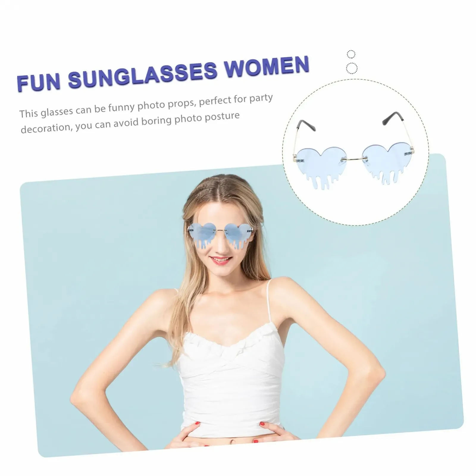 Солнцезащитные очки PACKOVE, 2 шт, Без оправы, Облако, Голубой, фото №2