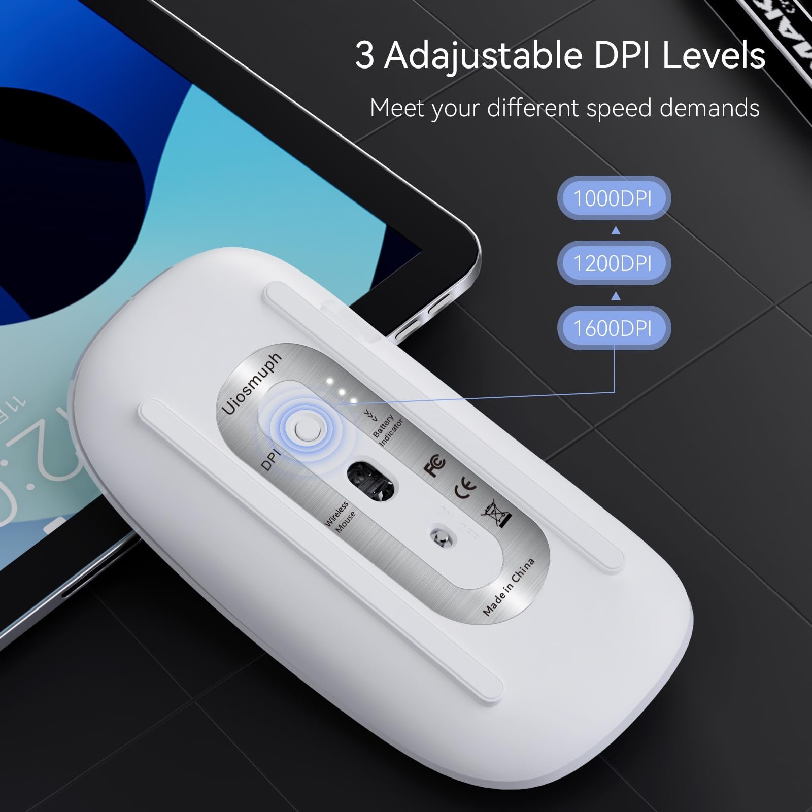 Мышь Беспроводная Uiosmuph G11 USB Nano / Type-C Белая, фото №6