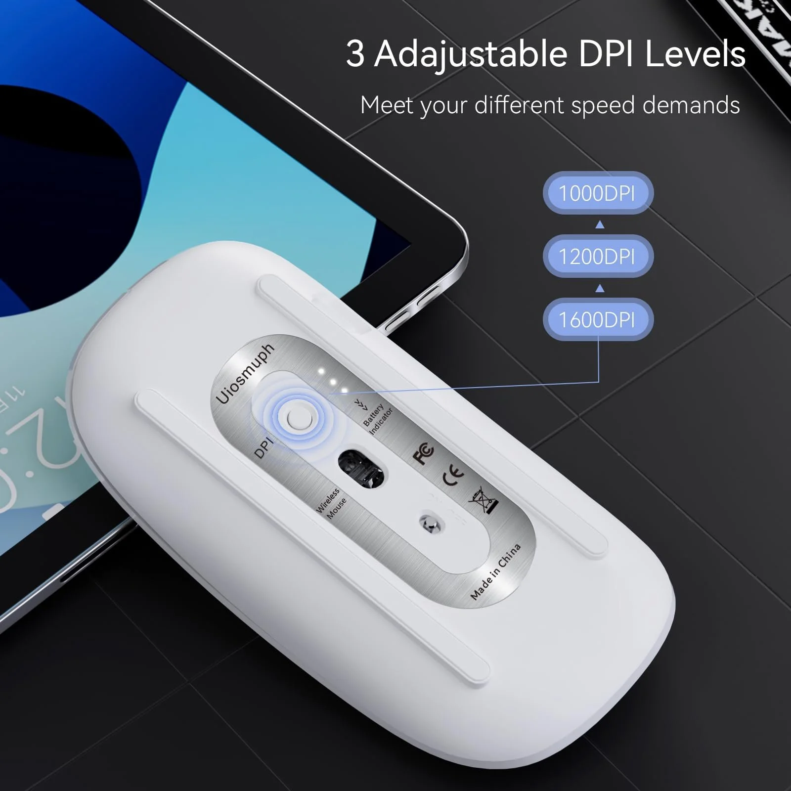 Мышь Беспроводная Uiosmuph G11 USB Nano / Type-C Белая, фото №6