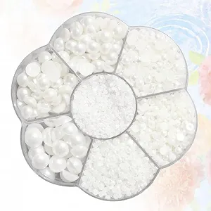 Полукруглые бусины COHEALI 5600 штук, круглые, для ваз, для ногтей, пластиковые наполнители, драгоценные камни для скрапбукинга, полужемчужины с плоской задней частью, набор бусин для самоделок, пластиковые бусины synthetic.ua - Фото 1