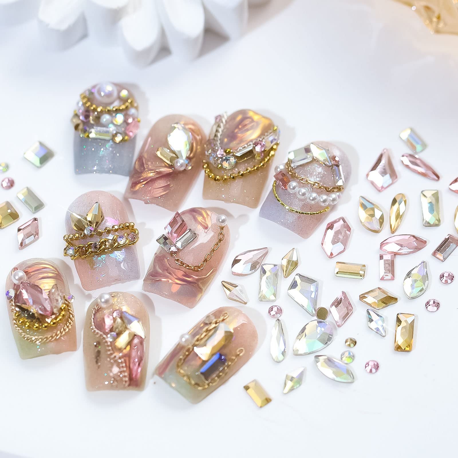 Стрази Klare, в асортименті, плоска задня частина, для художніх виробів, фото №5