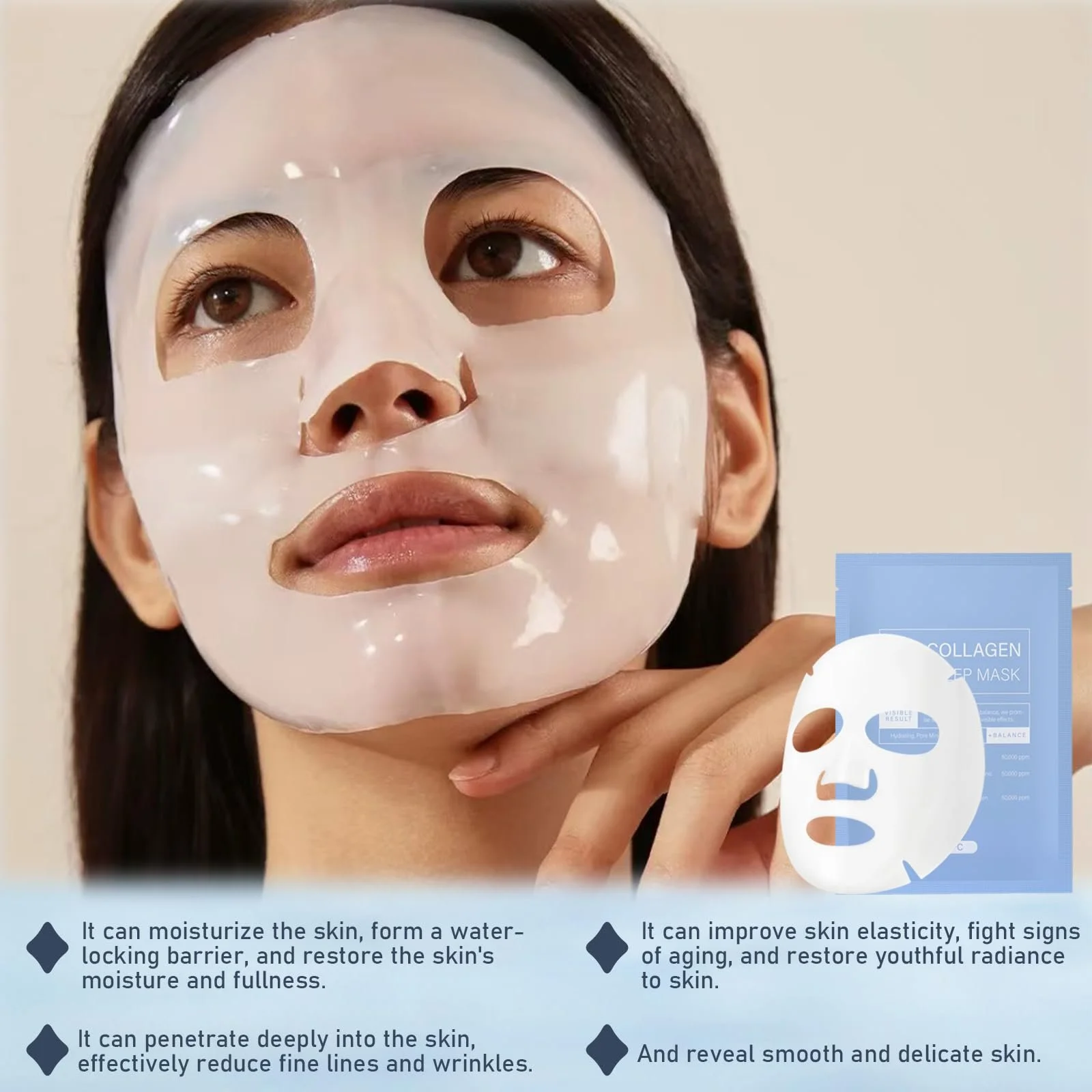 Маска для обличчя Collagen Organic, набір 4 шт, нічна, фото №6 Маска для обличчя Collagen Organic, набір 4 шт, нічна, фото №6