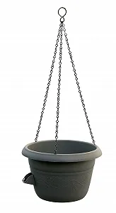 Кошик підвісний Plastia Siesta 25 з гнотовим поливом та ланцюжком антрацит - Фото 1
