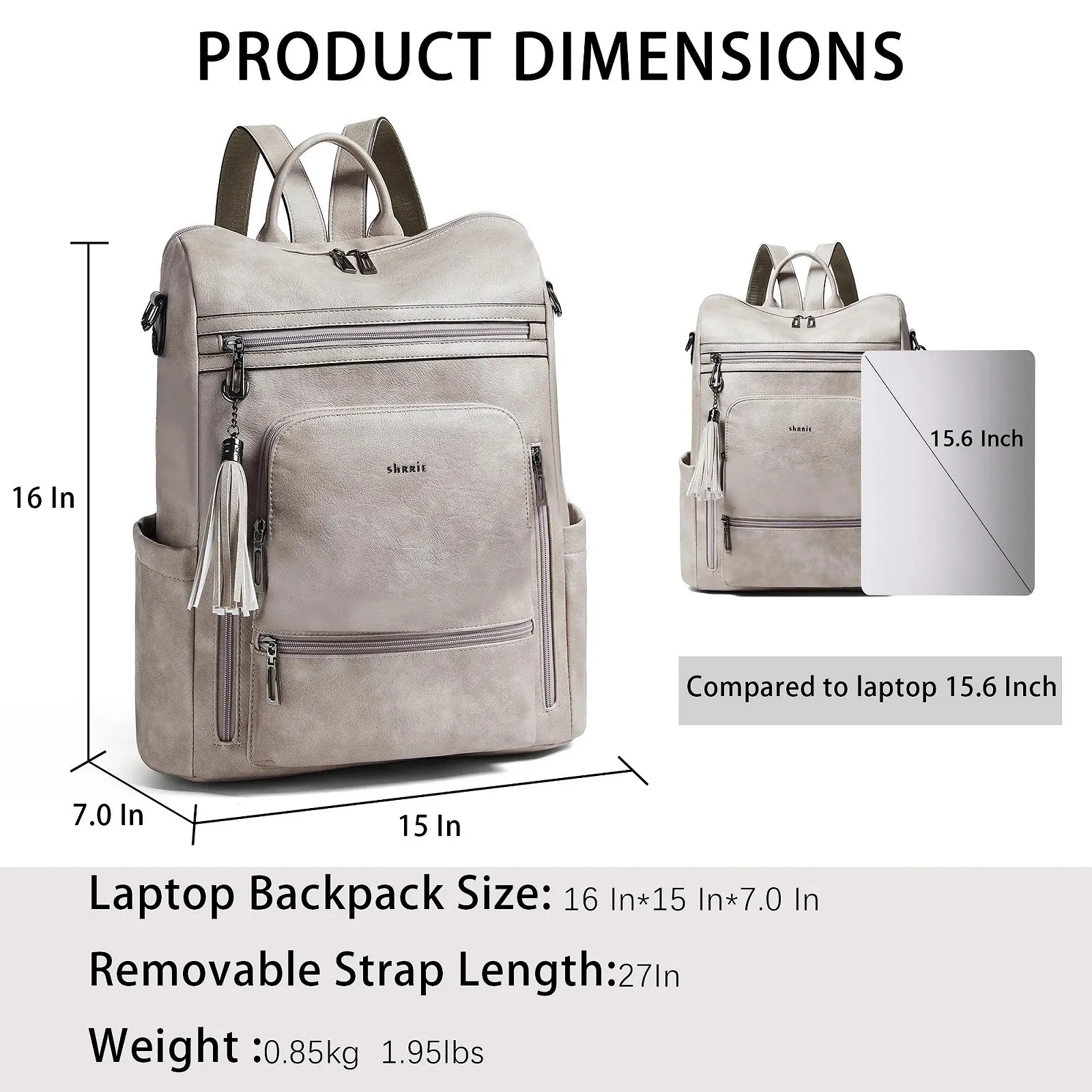 Рюкзак Shrrie Leather 15.6 Inch Waterproof, фото №3 Рюкзак Shrrie Leather 15.6 Inch Waterproof, фото №3