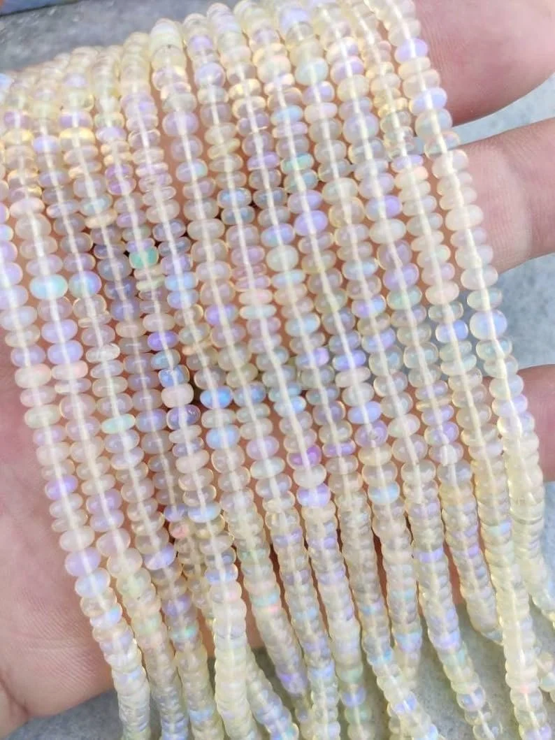 Опал Натуральный гладкий рондель гладкие бусины 3.5-6 мм, нить длиной 40 см бусины из драгоценных камней для ожерелья, браслета, фото №4