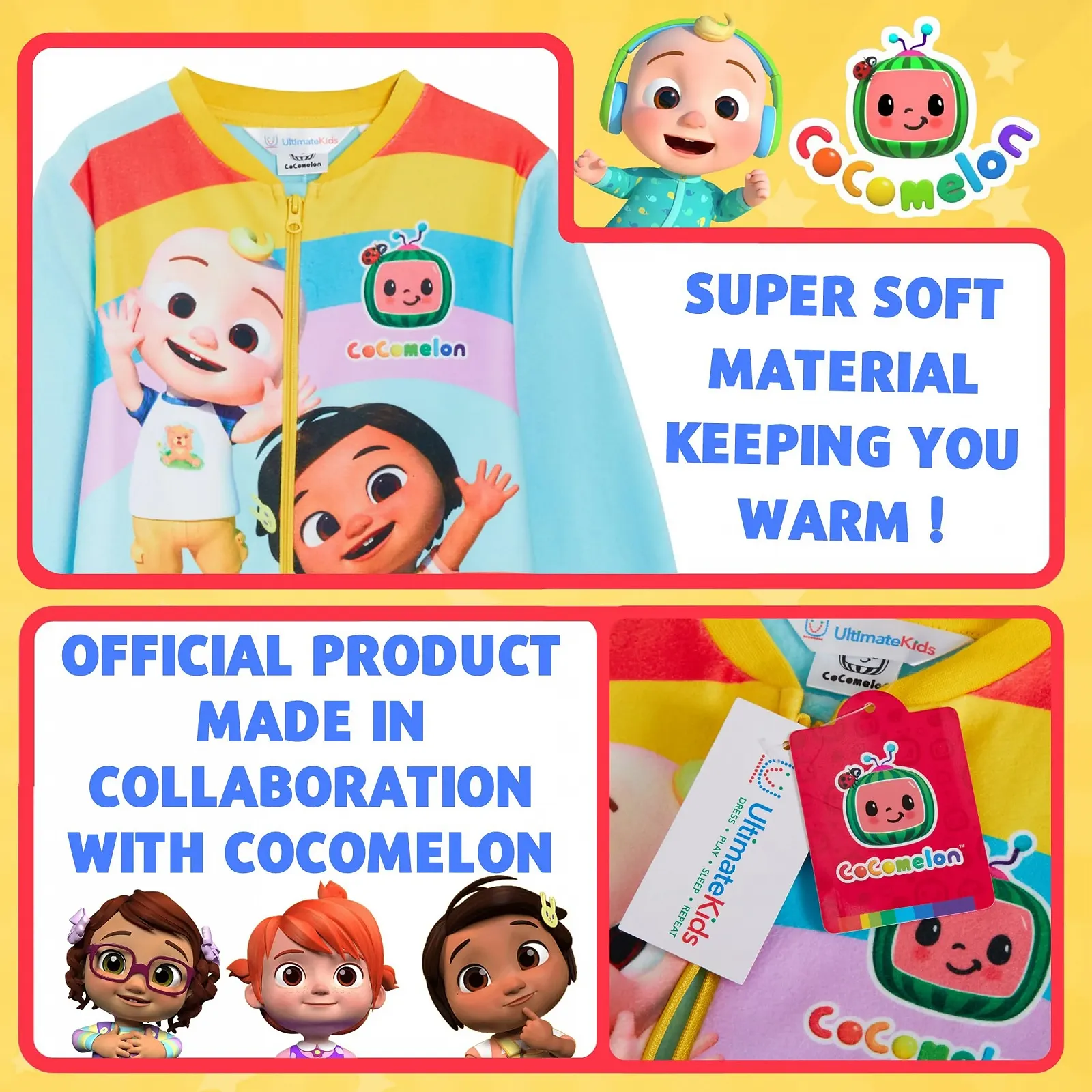 Дитячий комбінезон CoComelon, флісова піжама, блискавка, унісекс, фото №2 Дитячий комбінезон CoComelon, флісова піжама, блискавка, унісекс, фото №2