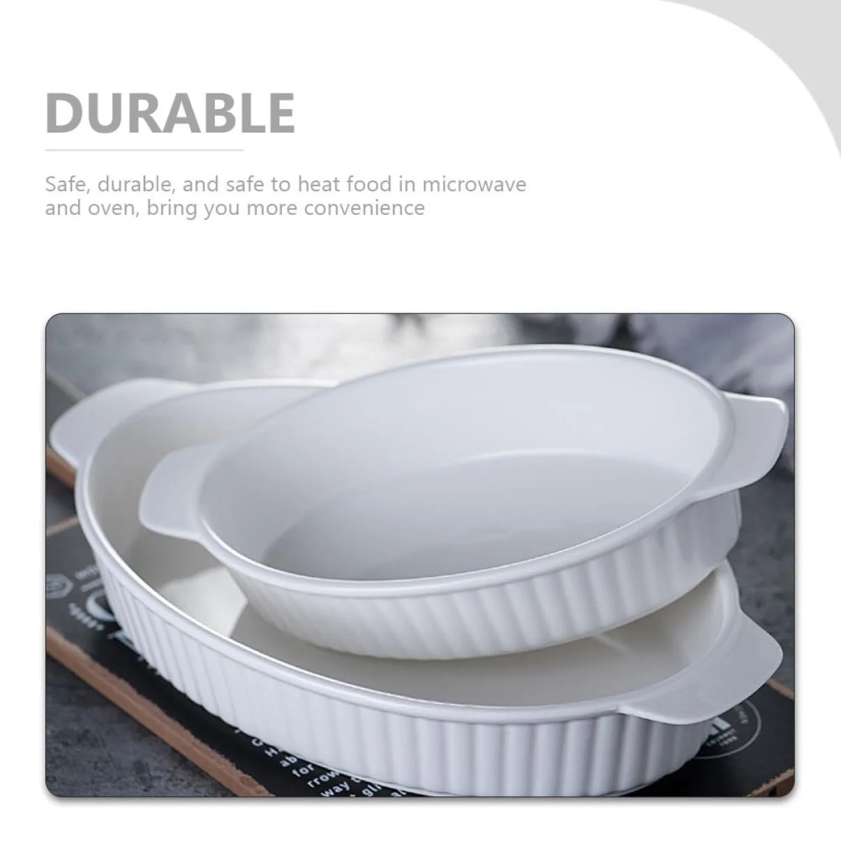 Форма для запекания SOIMISS керамическая овальная термостойкая с двойными ручками, фото №8
