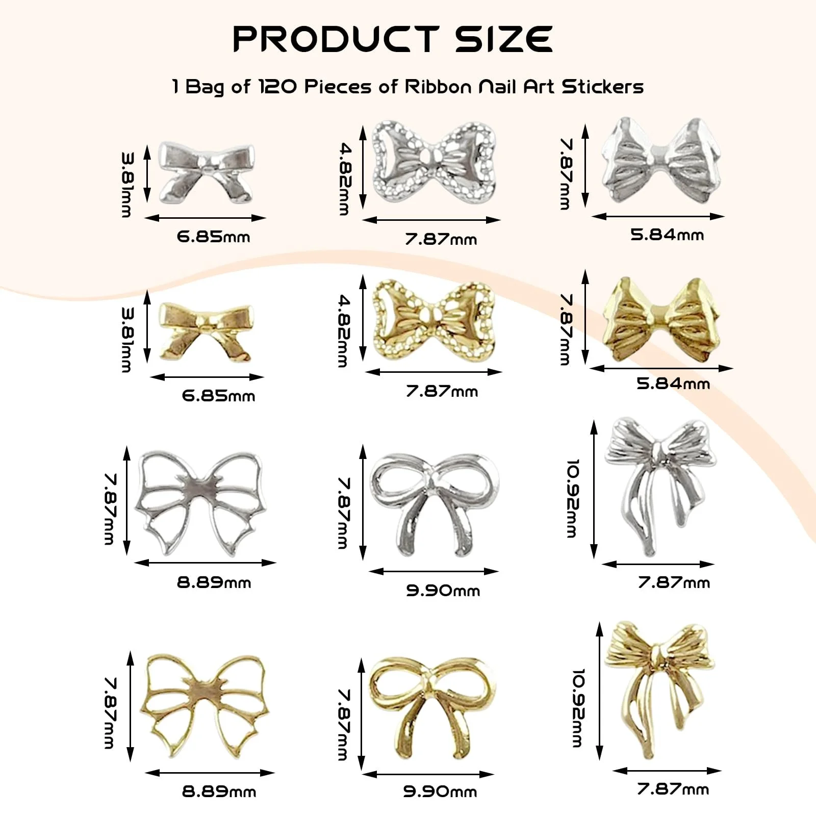 Бантик Lilbitty 3D 120 шт. Золотий та Срібний, фото №2