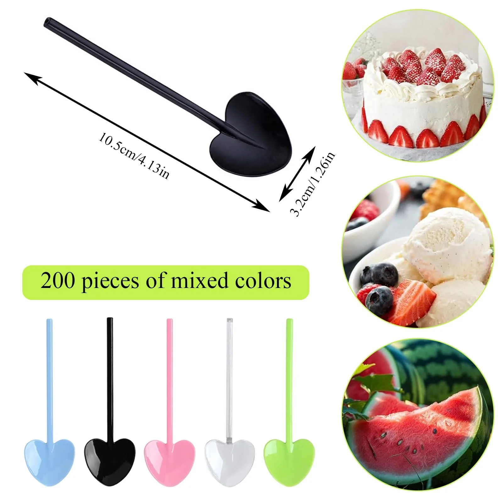 Ложка Серце Brand Набір з 200 штук Різнокольоровий, фото №2 Ложка Серце Brand Набір з 200 штук Різнокольоровий, фото №2