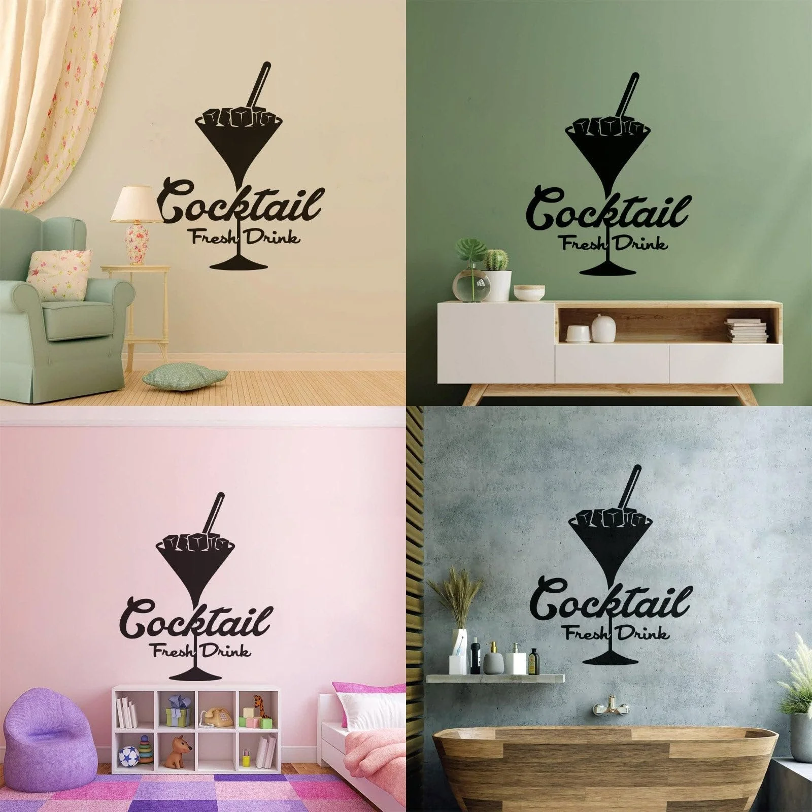 Наклейка на стіну Cocktail Mini Bar 34 x 42 см Чорний, фото №3 Наклейка на стіну Cocktail Mini Bar 34 x 42 см Чорний, фото №3