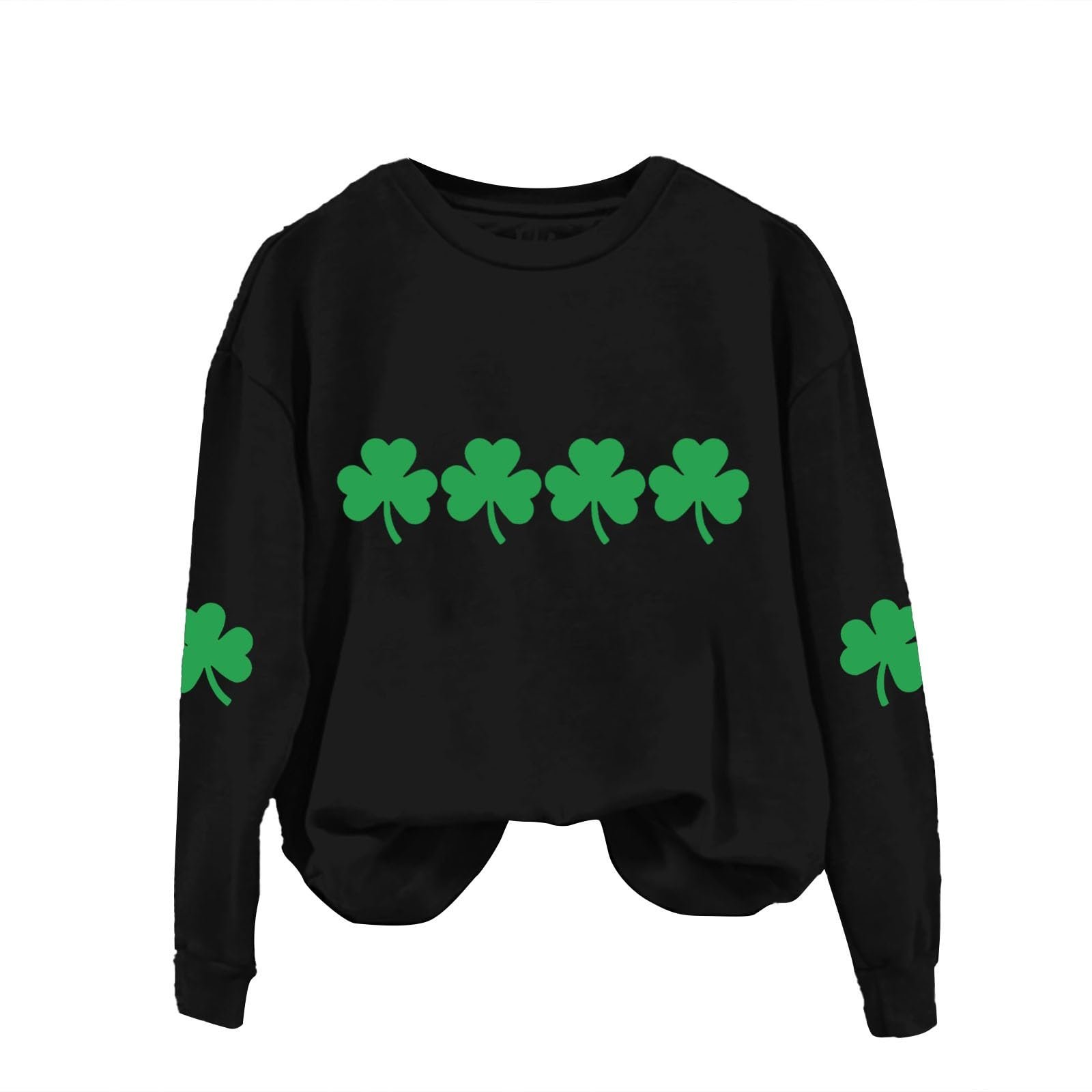 Свитшот HUIFUAO День Святого Патрика Женский Зеленый Клевер, фото №2