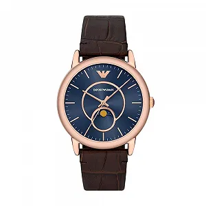 Часы Emporio Armani мужские, кварцевые, трехстрелочные с датой, корпус 43 мм, кожаный ремешок - Фото 1