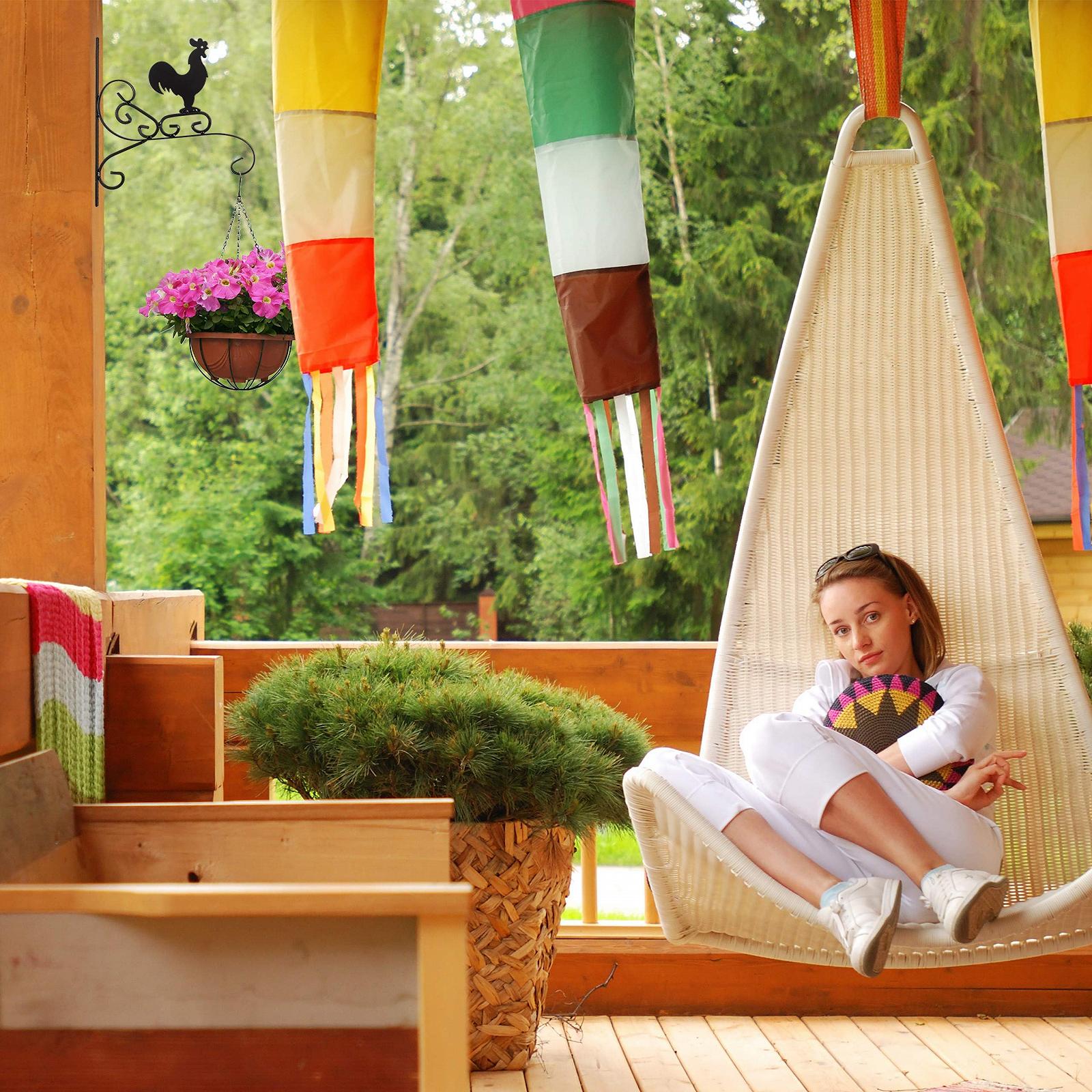 Кронштейни для квітів Relaxdays 3 шт. залізні 30 x 28 x 2 см Чорний, фото №2