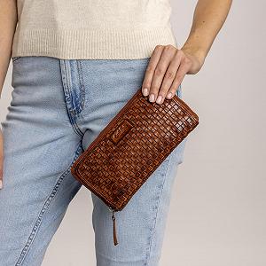 Кошелек кожаный Gusti Reeva Card Holder Vintage Braided Pattern Женский Коричневая кожа, коричневый, Retro synthetic.ua - Фото 1