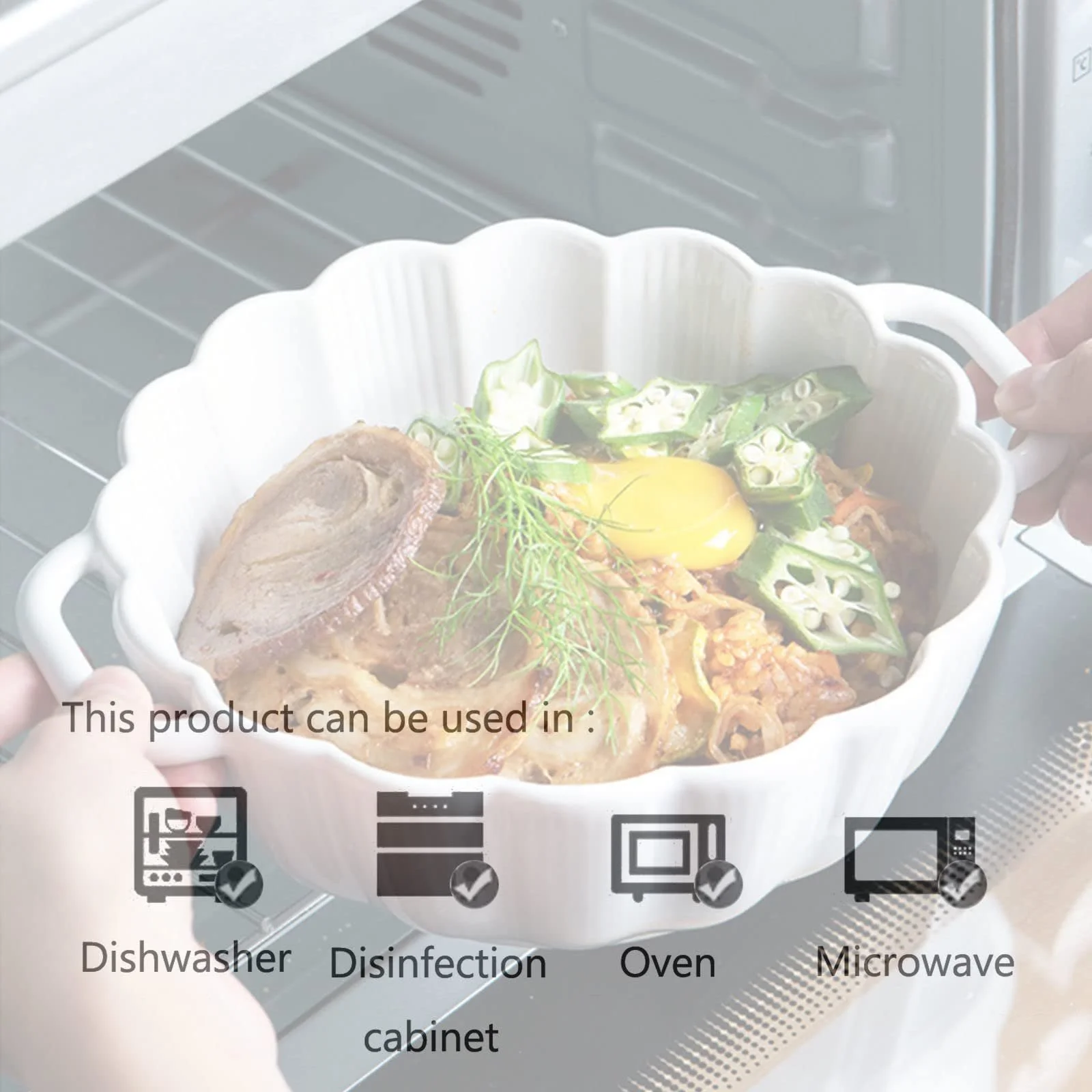 Форма для запекания керамическая глубокая круглая с ручкой 1100 мл Зеленая, фото №7