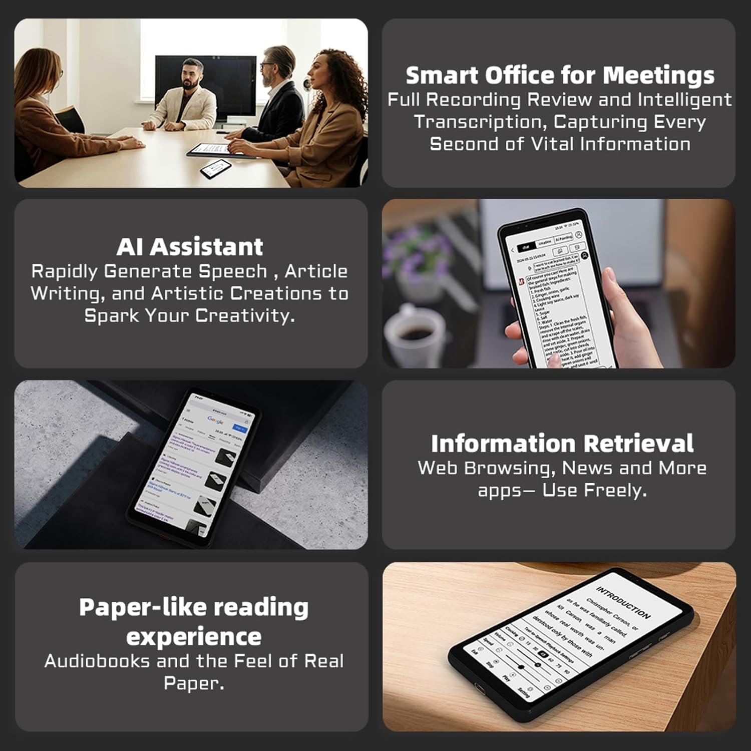 Електронна книга у форматі смартфона 5.84" Bigme HiBreak 6/128 ГБ 4G 1Sim Android 11 Wi-Fi Bluetooth  Кольоровий сенсорний E-Ink екран (1440 × 720) До декількох днів у режимі читання (залежить від використання 4G) Чорний, фото №5