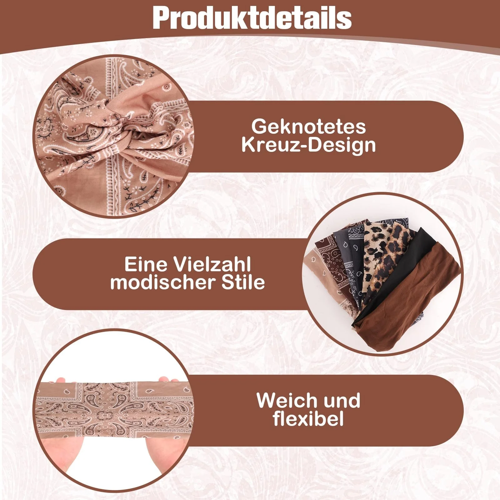 Набір з м'яких жіночих пов'язок на голову, фото №2