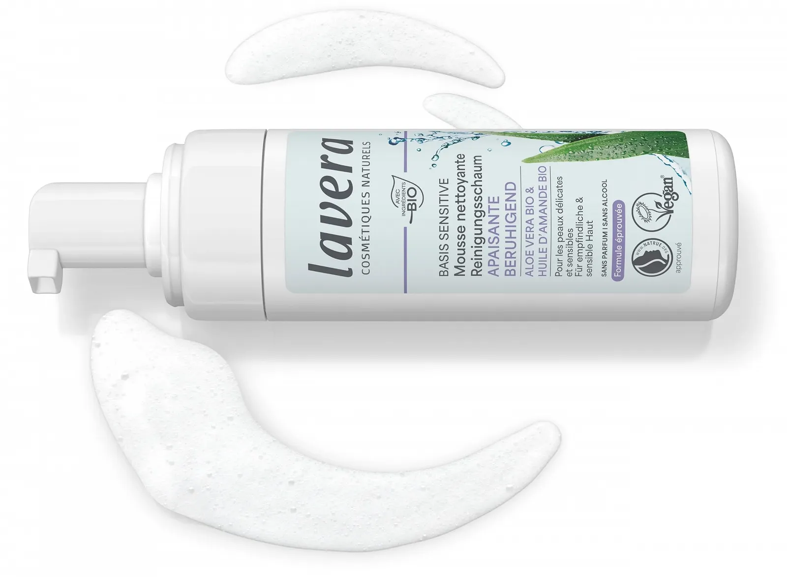 Пінка для вмивання lavera Basis Sensitive Натуральна косметика Веганська Алое Вера та Органічна мигдалева олія, фото №2
