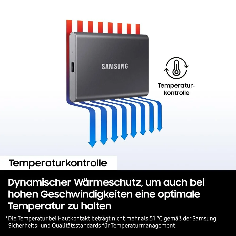 Внешний SSD накопитель Samsung T7 MU-PC1T0T/WW 1TB USB 3.2 Gen.2 Титановый серый, фото №6