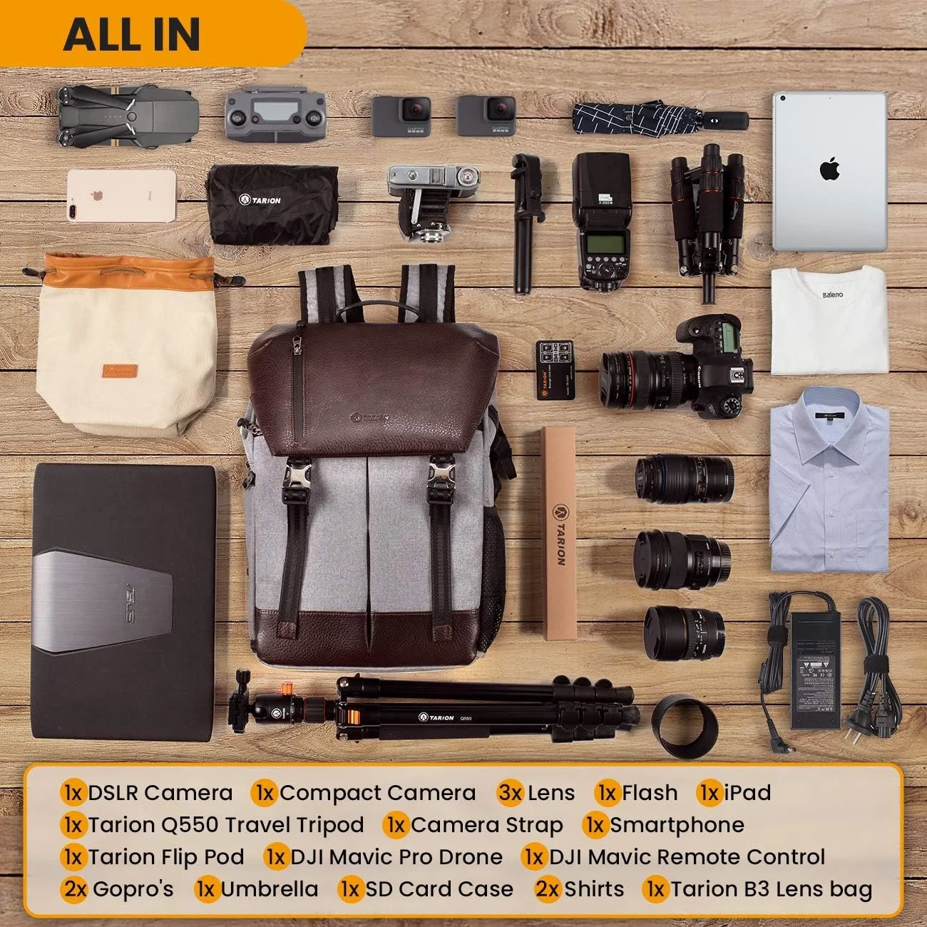 Водонепроникний рюкзак для фотокамери TARION RB- 02 Сірий/Коричневий, фото №3 Водонепроникний рюкзак для фотокамери TARION RB- 02 Сірий/Коричневий, фото №3