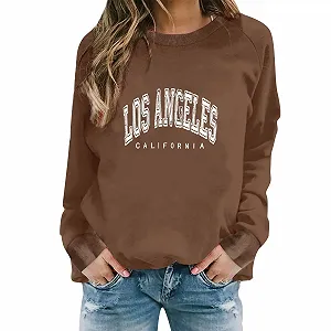 Женский свитшот Los Angeles California College, круглый вырез, однотонный, с буквами synthetic.ua - Фото 1