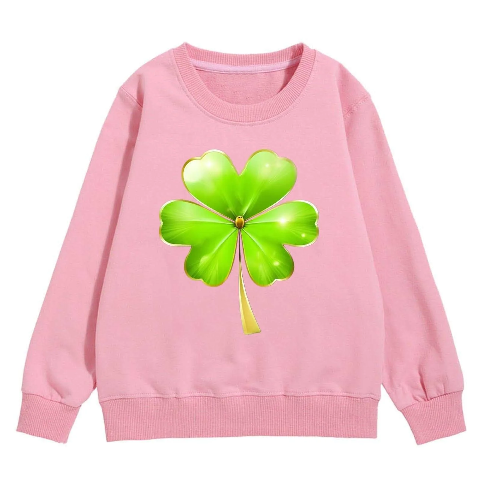Толстовка Generisch Детский костюм на День Святого Патрика с графическим принтом для девочек, круглый вырез, длинные рукава, милый свитер со спущенными плечами, фото №2