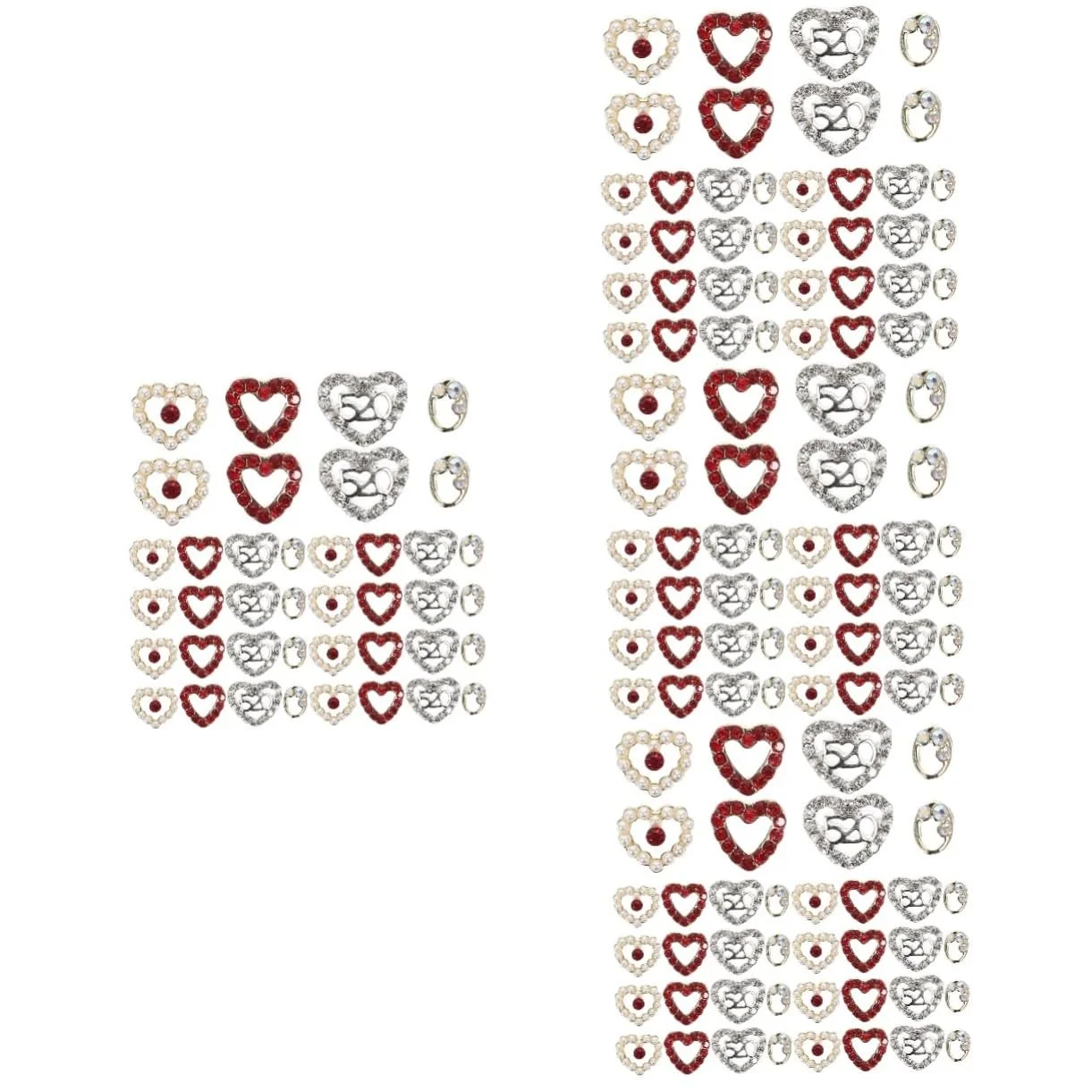 Украшения для ногтей Coheali, набор 4 шт., подвески-сердечки, стразы, 40 шт. * 4, фото №1