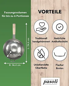 Сковорідка-Wok Pasoli Традиційна азіатська пательня 36 см synthetic.ua - Фото 1