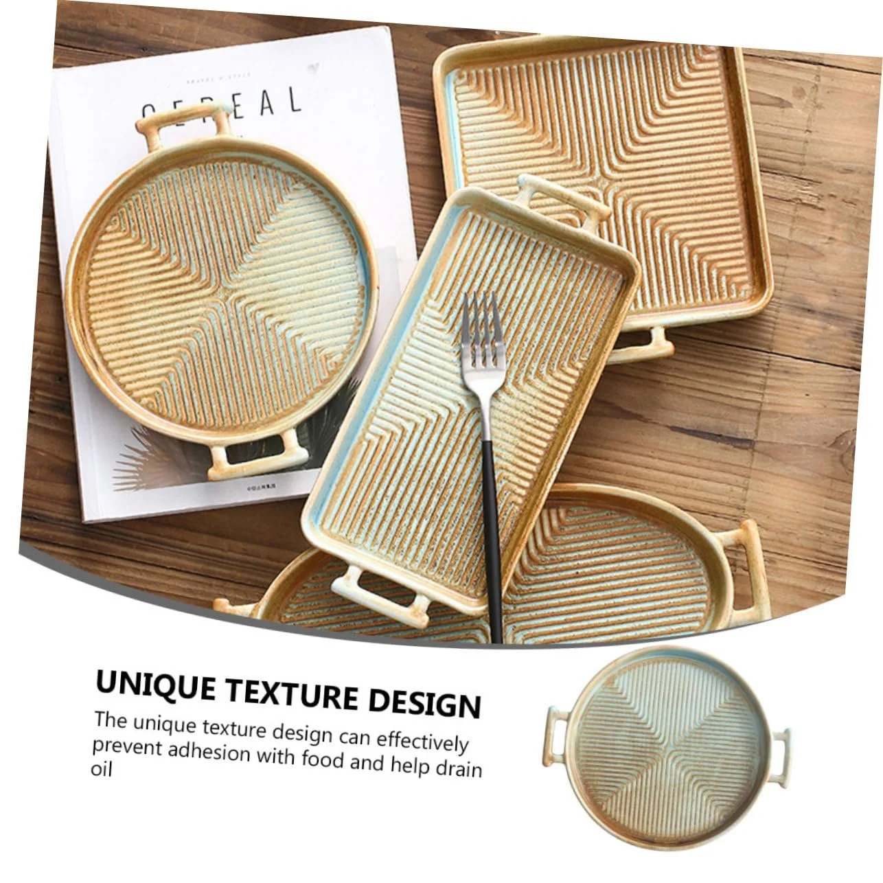 Форма для запікання керамічна VALICLUD Кругла з подвійними ручками Термостійка Ретро дизайн, фото №5 Форма для запікання керамічна VALICLUD Кругла з подвійними ручками Термостійка Ретро дизайн, фото №5