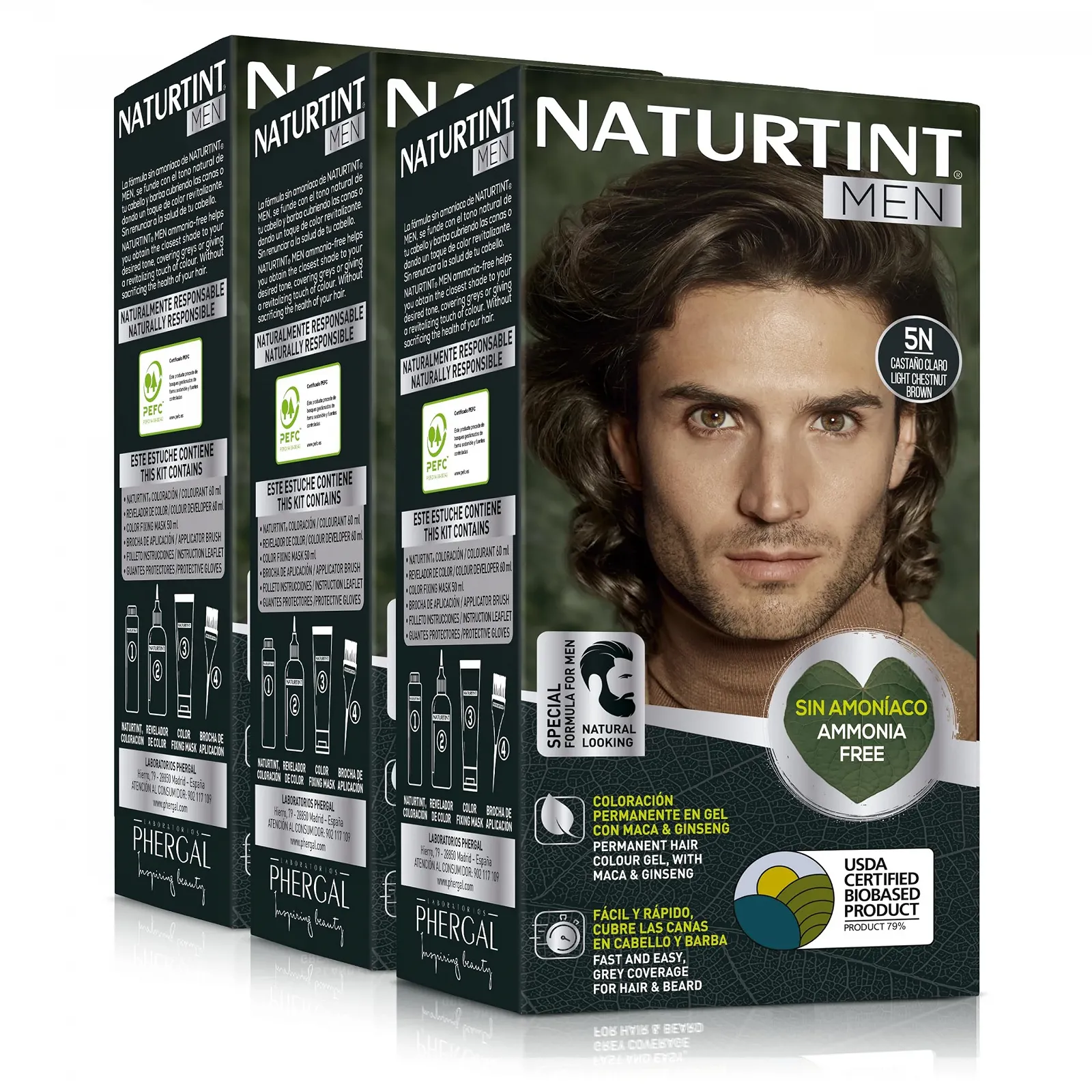Краска для волос Naturtint Men Permanent 5N Светло-коричневый, упаковка 3 шт, фото №1 Краска для волос Naturtint Men Permanent 5N Светло-коричневый, упаковка 3 шт, фото №1