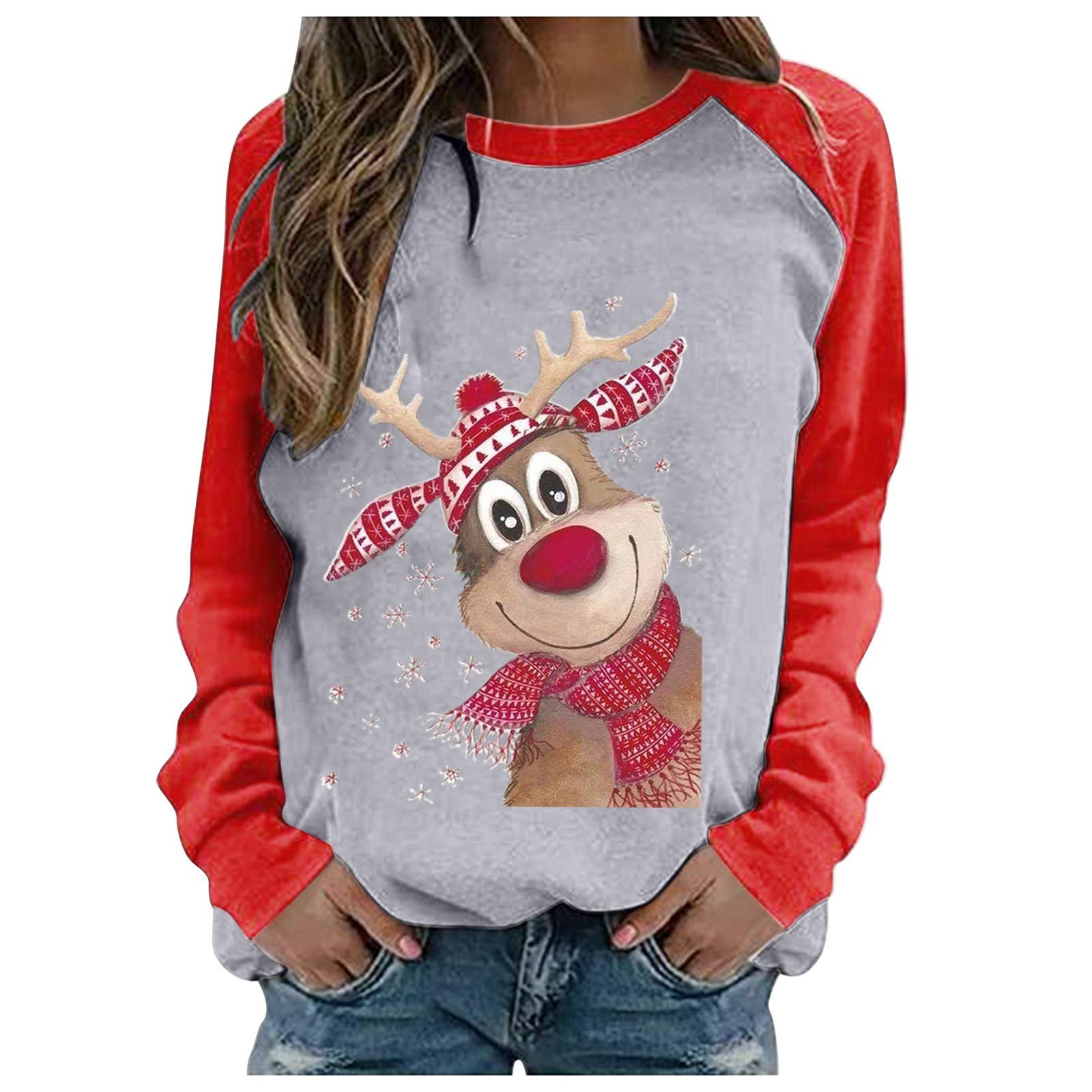 Рождественский джемпер Qixiu для женщин Merry Top, рубашка с длинными рукавами и оленьим узором, теплая осенняя рубашка, повседневная зимняя рождественская блузка, фото №1 Рождественский джемпер Qixiu для женщин Merry Top, рубашка с длинными рукавами и оленьим узором, теплая осенняя рубашка, повседневная зимняя рождественская блузка, фото №1