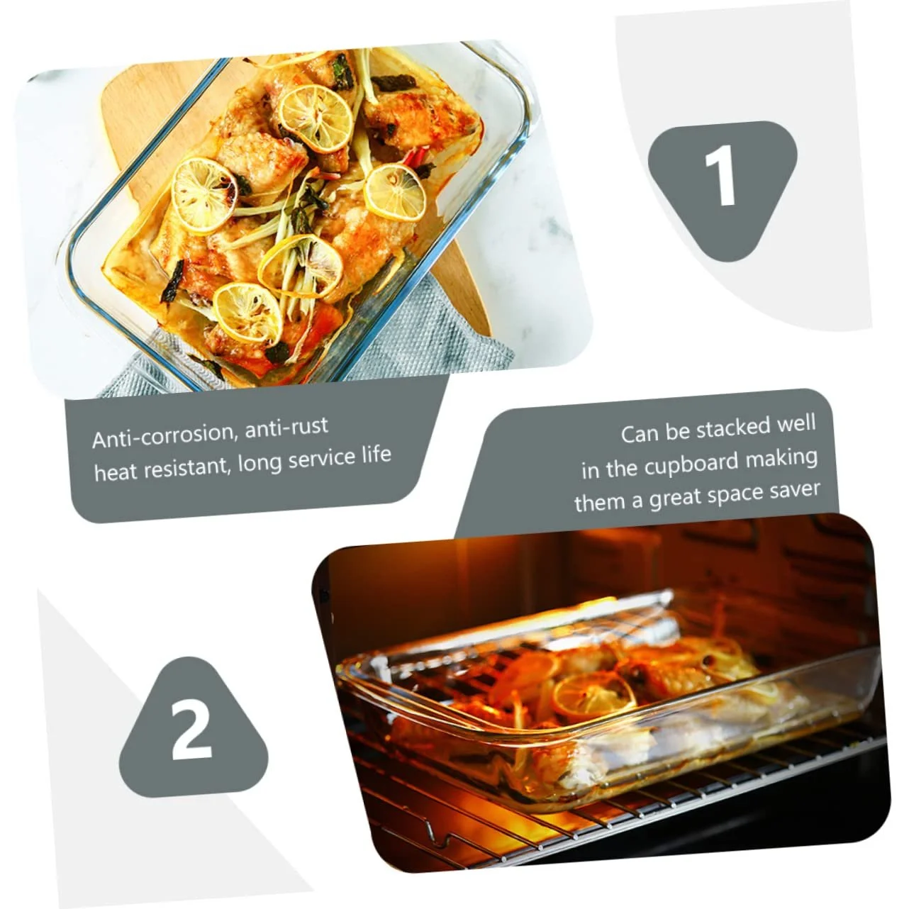 Форма для запекания NOLITOY термостойкая стеклянная с двойными ручками прямоугольная, фото №7