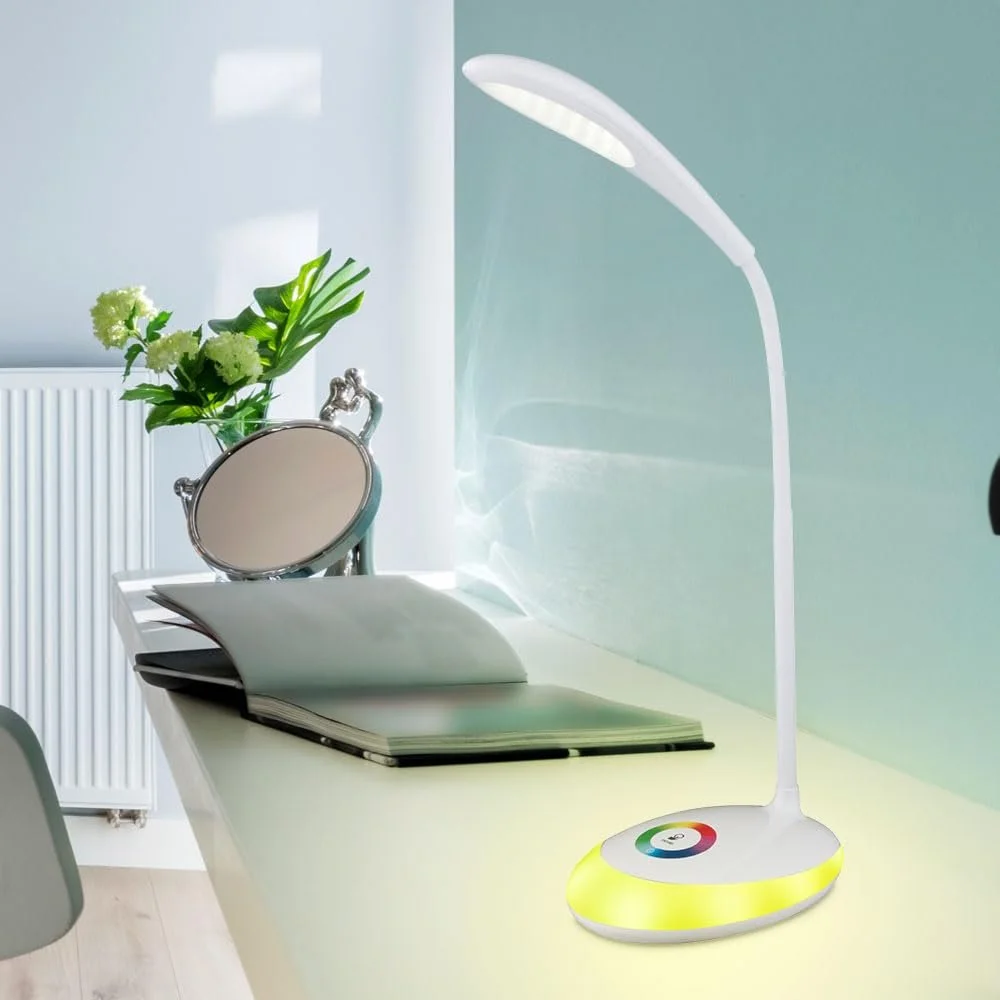 Настольная лампа GLOBO Сенсорная RGB Гибкая ножка Аккумулятор Белая 3 Вт LED 1,4 Вт RGB 48 см, фото №4