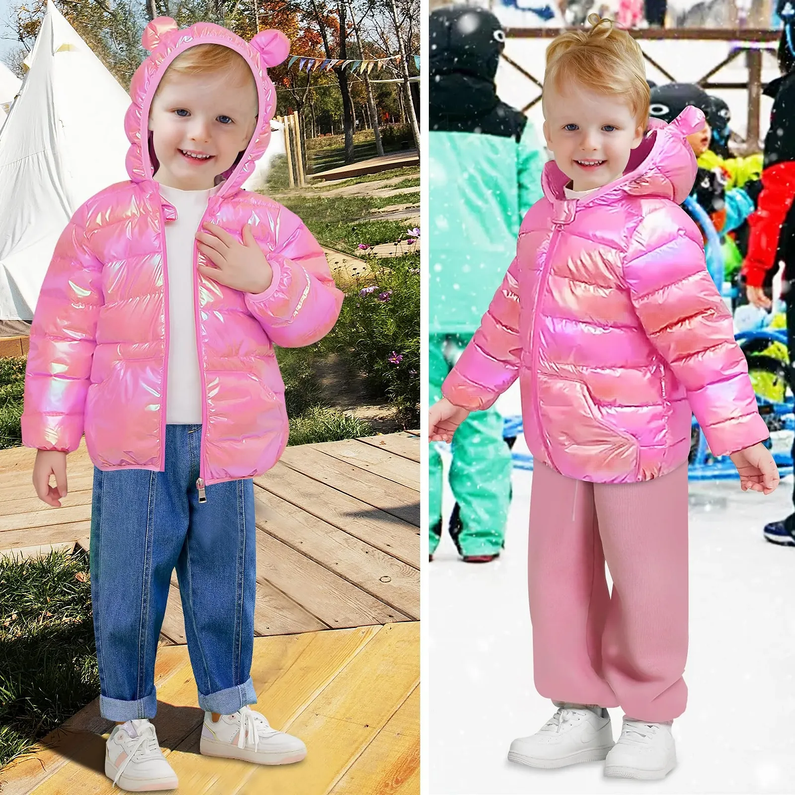 Зимова Куртка JinBei Дитяча Тепла на Підкладці з Капюшоном, фото №2