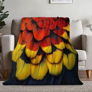 Покривало М'яка та Тепла 3D Modern Vögel Papageienfedern 100 x 130 см Фланель synthetic.ua - Фото 1
