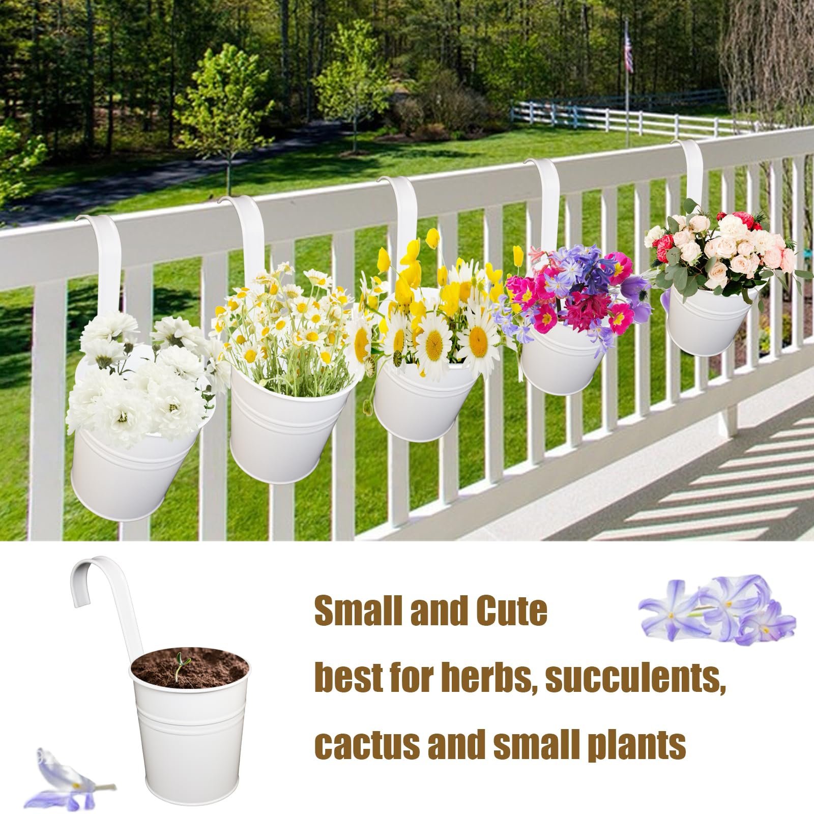 Набір горщиків підвісних металевих 15 шт. 3 кольори, фото №5